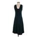 O'Neill Casual Dress - Midi Plunge Sleeveless: Teal Solid Dresses - Women's Size Small