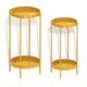 BONAFIDE 2 Tier Plant Pot Shelf, Flower Pot Display Stand, Plant Holder Rack Heavy Duty Rustproof Decorative Plant Shelf for Indoor/Outdoor, (2 Pack, Gold)