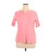 Croft & Barrow Short Sleeve Top Pink V-Neck Tops - Women's Size 2X-Large