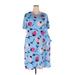 Lularoe Casual Dress - Shift: Blue Floral Motif Dresses - Women's Size 3X