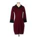 Nina Leonard Casual Dress - Sweater Dress: Burgundy Dresses - Women's Size Small