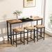 Creationstry Dining Table, Pub Table, Long Dining Table Set w/ 3 Stools Wood/Metal in Black | 35.43 H in | Wayfair JJ-MX-24030350