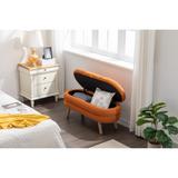 Velvet Fabric Storage Bench Bedroom Bench With Wood Legs For Living Room Bedroom Indoor