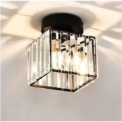 Semi Flush Mount Ceiling Light, Modern Chandelier Crystal Ceiling Light Fixture, Small Close to Ceiling Light - Black - 7.48