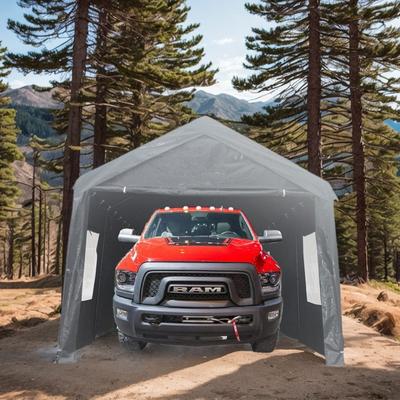 12x20 ft Heavy Duty Metal Carport w/Roll-up Vent Windows & Sidewalls - 12X20FT