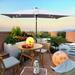 10 x 6.5t Rectangular Patio Solar LED Lighted Outdoor Umbrellas with Crank and Push Button Tilt for Garden Backyard Pool