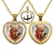 Archangel St. Michael Protect Me Saint Shield Angel 360 Degree Heart Pendant Double Sided Necklace