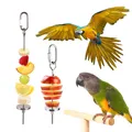 Stainless Steel Pet Parrots Birds Fruits Fork Bird Cage Food Holder Fruit Spear Stick Meat Fruit