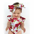 Floral Newborn Baby Bodysuit+Scarf 2 Piece Summer Baby Girl Clothes Sleeveless Infant Bodysuit 0-12