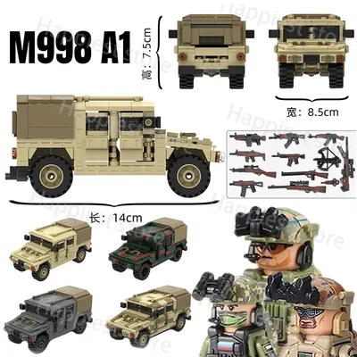 MOC-décennie s de construction de voiture militaire véhicule Hummers armes de soldat figurine de