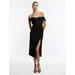 Women's Front Slit Midi Skirt in Black Beauty / 38 IT (US 2) | BCBGMAXAZRIA