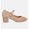 Rag & Co Dallin Suede Block Heel Mary Janes In Sand - Brown