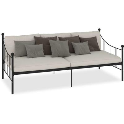 Tagesbett-Rahmen Schwarz Metall 90×200 cm Vidaxl Image
