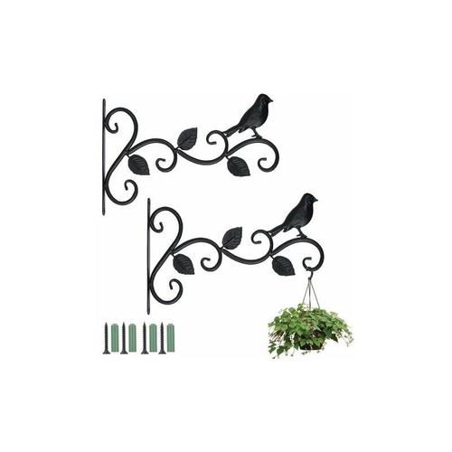 2 Stück hängende Korbhalterungen, Pflanzenwandhaken, Garten-Retro-Haken, dekorative Halterungen mit