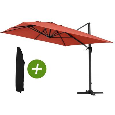 Ampelschirm aus Alu "Sun 4" - Rechteckig- 3 x 4 m - Rot + Schutzhülle Image