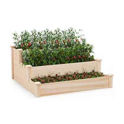 Costway 3-Tier Wooden Raised Garden Bed for Backya...