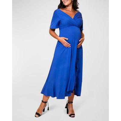 Maternity Waterfall Flutter-sleeve Midi Dress