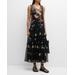 Lilliana Floral-embroidered Mesh Maxi Dress