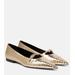 Croc-effect Metallic Leather Ballet Flats