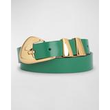 Moore Skinny Semi-patent Leather Belt