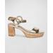 Metallic Calfskin Slingback Platform Sandals