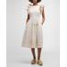 Francine Ruffle-sleeve Combo Midi Dress