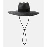 Leather-trimmed Straw Sun Hat