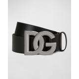 Dg-logo Leather Buckle Belt