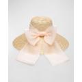 Mirabel Natural Straw Wide-brim Sun Hat With Bow