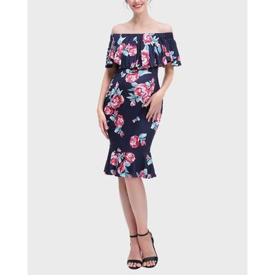 Maternity Kathryn Off-Shoulder Floral-Print Dress