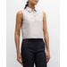 Shantung Silk Sleeveless Crop Polo Top