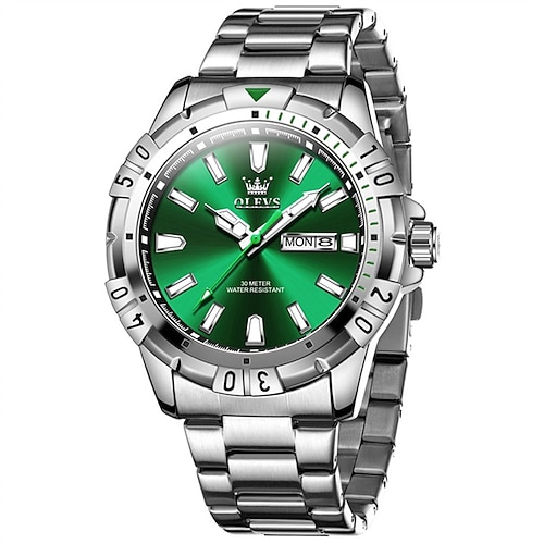 Neue Olevs Olevs Marke Herren Uhren Neue Luminous Kalender Wochenanzeige Grüne Wasser Quarz Uhr Mode Wasserdicht Herren Armbanduhr Image