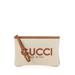 Logo-print Leather-trim Canvas Clutch