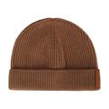 Knit Wool Hat With Leather Logo
