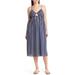 V-neck Cutout Stripe Cotton Sundress