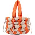 Orange & Beige Medium Knotted Tote