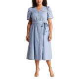 Short Sleeve Button Front Cotton Dress