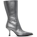 Silver Leather Heel Boots