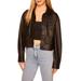 Faux Leather Crop Cargo Jacket