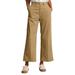 Stretch Cotton Twill Wide Leg Crop Pants