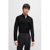 Extra-slim-fit Cotton Shirt With Jacquard-woven Pattern