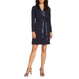 Tux Long Sleeve Crepe Faux Wrap Dress