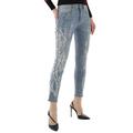 Cotton Denim Crystal Embroidery Skinny Jeans