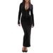 Arabella Plunge Neck Long Sleeve Velvet Corset Dress