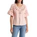 Floral Embroidered Flutter Sleeve Blouse