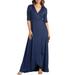 Meadow Dream Faux Wrap V-neck Elbow Sleeve Dress