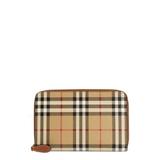 Vintage Check Coated Canvas & Leather Travel Wallet