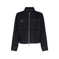 Pointed Flat-collared Zipped Denim Jacket