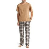 V-neck T-shirt & Flannel Pajama Pants Set
