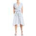 Stripe Tie Front Linen & Cotton Dress